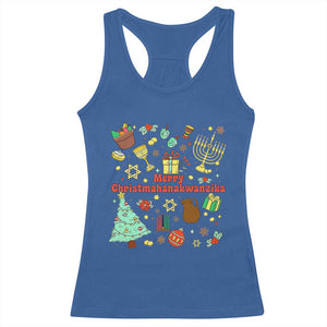Merry Christmahanakwanzika Racerback Tank Top Funny Winter Holiday Gift TS12 Royal Blue Print Your Wear