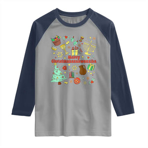 Merry Christmahanakwanzika Raglan Shirt Funny Winter Holiday Gift TS12 Sport Gray Navy Print Your Wear