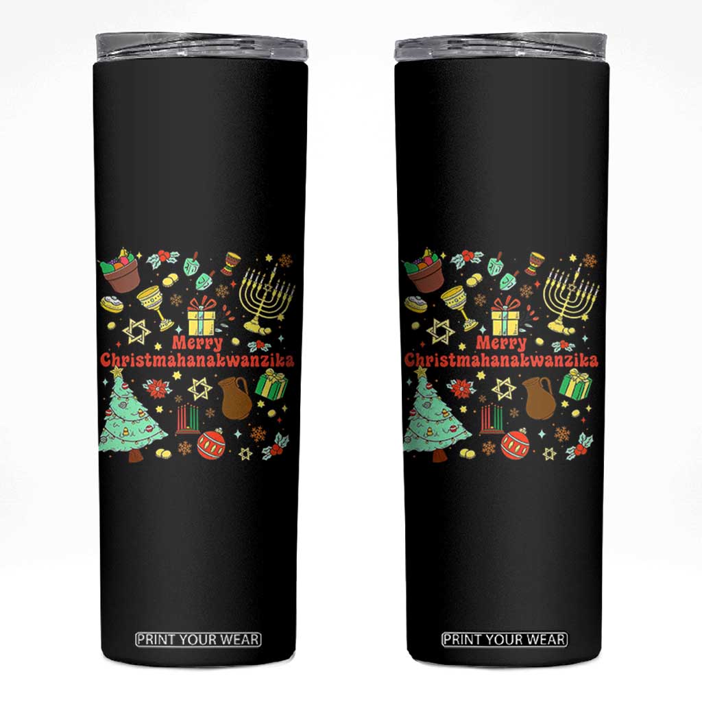 Merry Christmahanakwanzika Skinny Tumbler Funny Winter Holiday Gift TS12 Black Print Your Wear