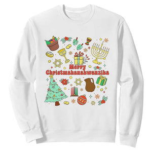 Merry Christmahanakwanzika Sweatshirt Funny Winter Holiday Gift TS12 White Print Your Wear