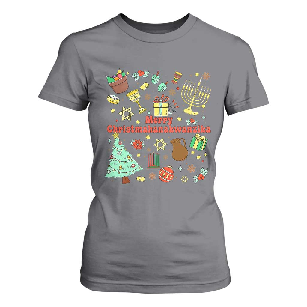 Merry Christmahanakwanzika T Shirt For Women Funny Winter Holiday Gift TS12 Charcoal Print Your Wear