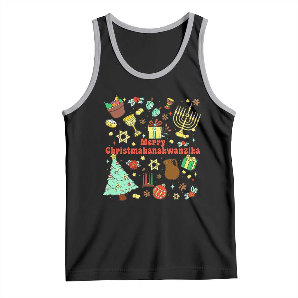 Merry Christmahanakwanzika Tank Top Funny Winter Holiday Gift TS12 Black Athletic Heather Print Your Wear