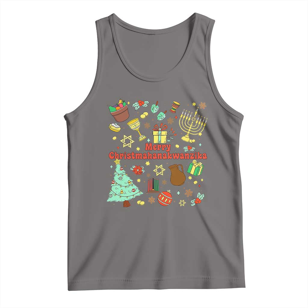 Merry Christmahanakwanzika Tank Top Funny Winter Holiday Gift TS12 Deep Heather Print Your Wear