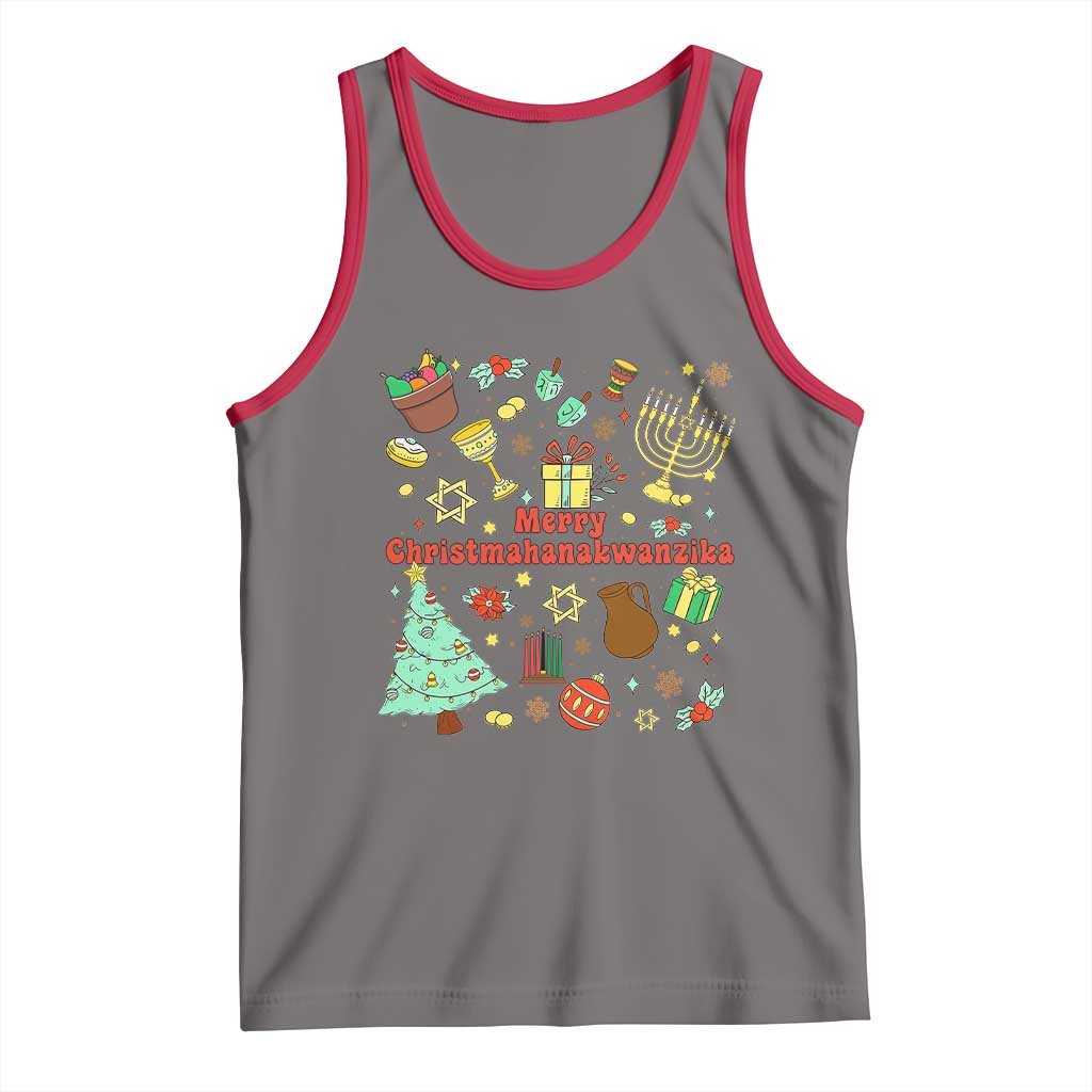 Merry Christmahanakwanzika Tank Top Funny Winter Holiday Gift TS12 Deep Heather Red Print Your Wear