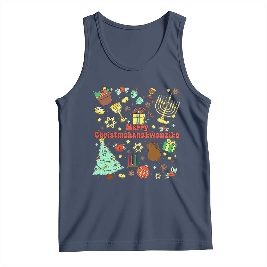 Merry Christmahanakwanzika Tank Top Funny Winter Holiday Gift TS12 Navy Print Your Wear