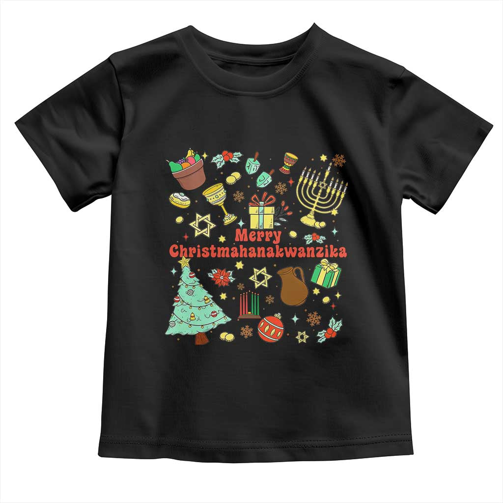 Merry Christmahanakwanzika Toddler T Shirt Funny Winter Holiday Gift TS12 Black Print Your Wear
