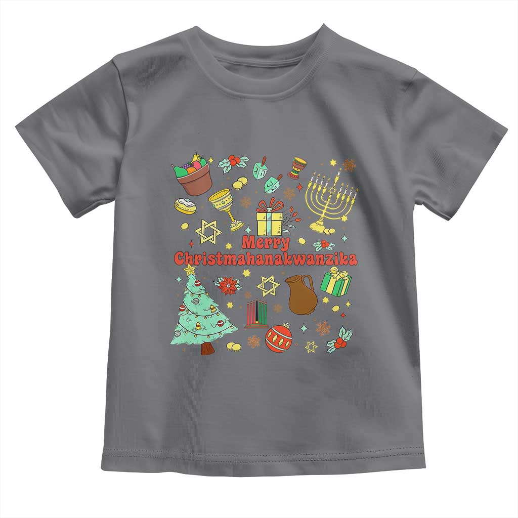 Merry Christmahanakwanzika Toddler T Shirt Funny Winter Holiday Gift TS12 Charcoal Print Your Wear