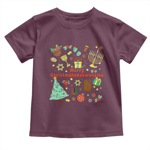 Merry Christmahanakwanzika Toddler T Shirt Funny Winter Holiday Gift TS12 Maroon Print Your Wear