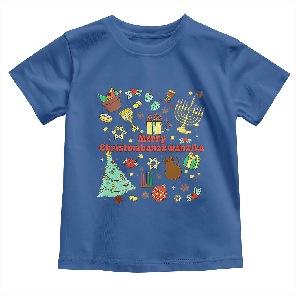 Merry Christmahanakwanzika Toddler T Shirt Funny Winter Holiday Gift TS12 Royal Blue Print Your Wear
