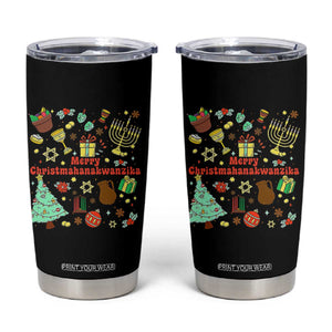 Merry Christmahanakwanzika Tumbler Cup Funny Winter Holiday Gift TS12 Black Print Your Wear