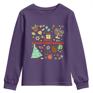 Merry Christmahanakwanzika Youth Sweatshirt Funny Winter Holiday Gift TS12 Purple Print Your Wear