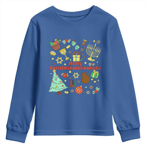 Merry Christmahanakwanzika Youth Sweatshirt Funny Winter Holiday Gift TS12 Royal Blue Print Your Wear