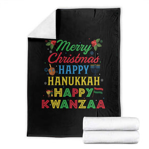 Merry Christmas Hanukkah Kwanzaa Throw Blanket Funny Holiday Gift TS12 Black Print Your Wear