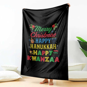 Merry Christmas Hanukkah Kwanzaa Throw Blanket Funny Holiday Gift TS12 Print Your Wear