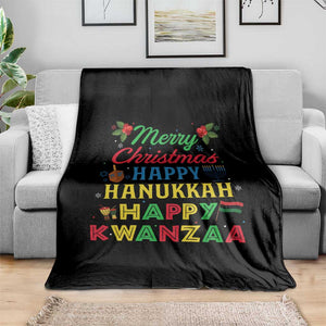 Merry Christmas Hanukkah Kwanzaa Throw Blanket Funny Holiday Gift TS12 Print Your Wear