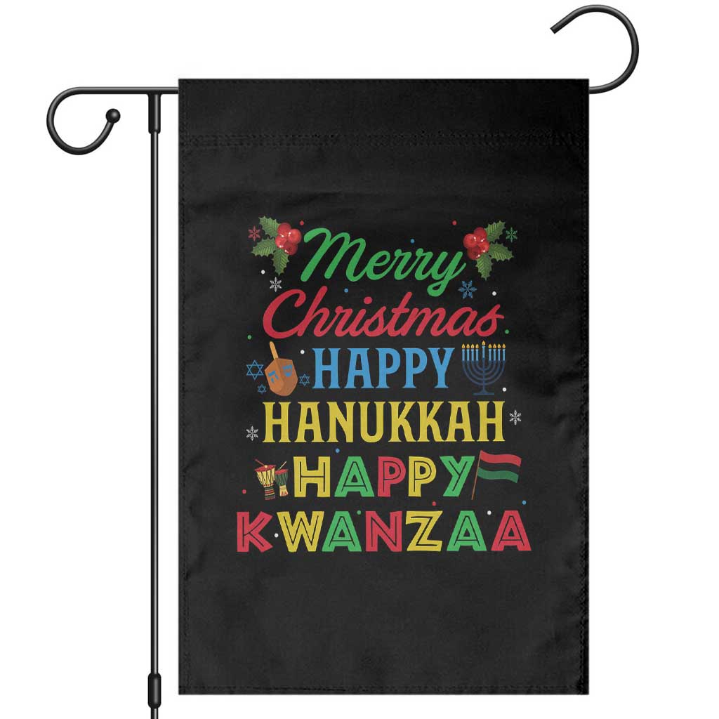 Merry Christmas Hanukkah Kwanzaa Garden Flag Funny Holiday Gift TS12 Black Print Your Wear