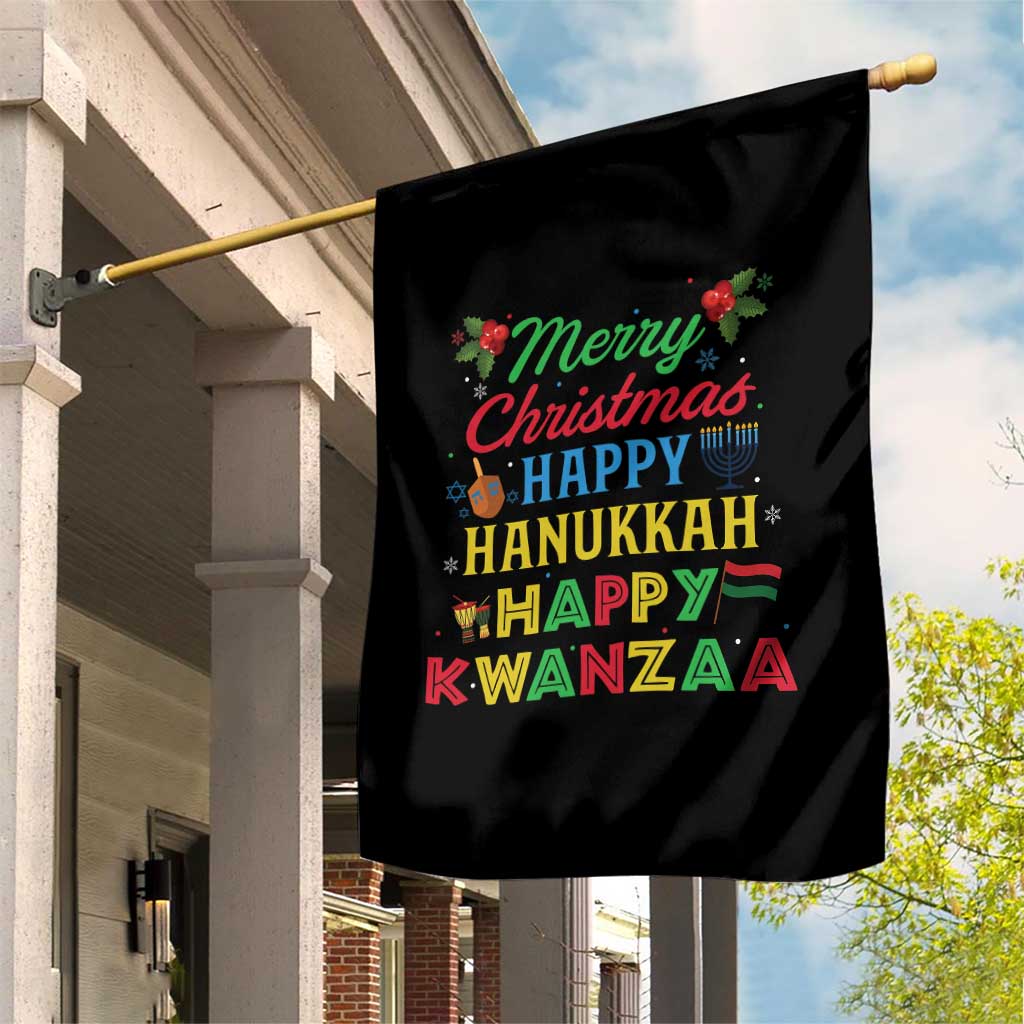 Merry Christmas Hanukkah Kwanzaa Garden Flag Funny Holiday Gift TS12 Print Your Wear