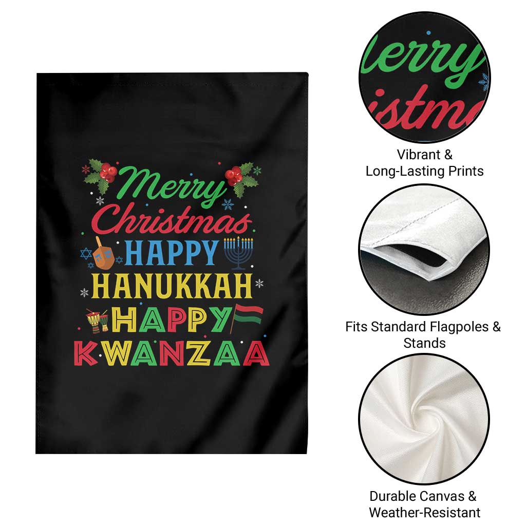 Merry Christmas Hanukkah Kwanzaa Garden Flag Funny Holiday Gift TS12 Print Your Wear