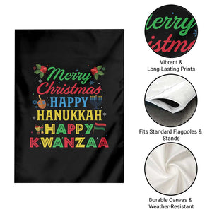 Merry Christmas Hanukkah Kwanzaa Garden Flag Funny Holiday Gift TS12 Print Your Wear