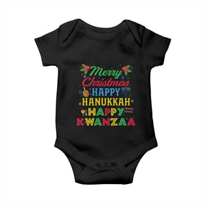 Merry Christmas Hanukkah Kwanzaa Baby Onesie Funny Holiday Gift TS12 Black Print Your Wear