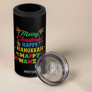 Merry Christmas Hanukkah Kwanzaa 4 in 1 Can Cooler Tumbler Funny Holiday Gift TS12 Print Your Wear