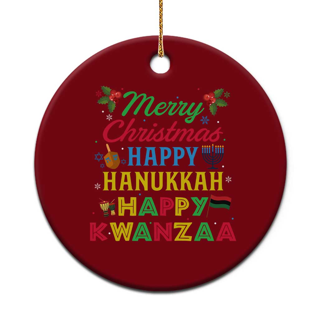 Merry Christmas Hanukkah Kwanzaa Ceramic Ornament Funny Holiday Gift TS12 1pc Red Print Your Wear
