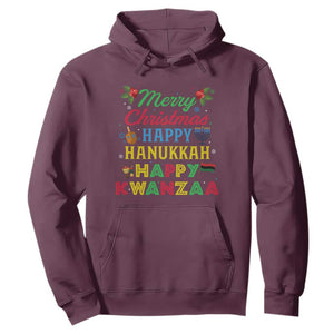 Merry Christmas Hanukkah Kwanzaa Hoodie Funny Holiday Gift TS12 Maroon Print Your Wear
