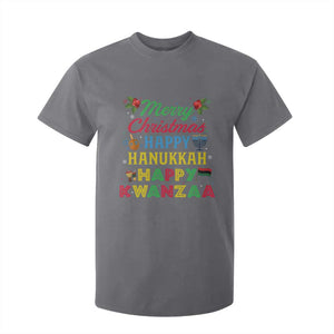 Merry Christmas Hanukkah Kwanzaa T Shirt For Kid Funny Holiday Gift TS12 Charcoal Print Your Wear