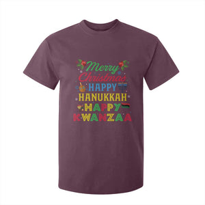 Merry Christmas Hanukkah Kwanzaa T Shirt For Kid Funny Holiday Gift TS12 Maroon Print Your Wear