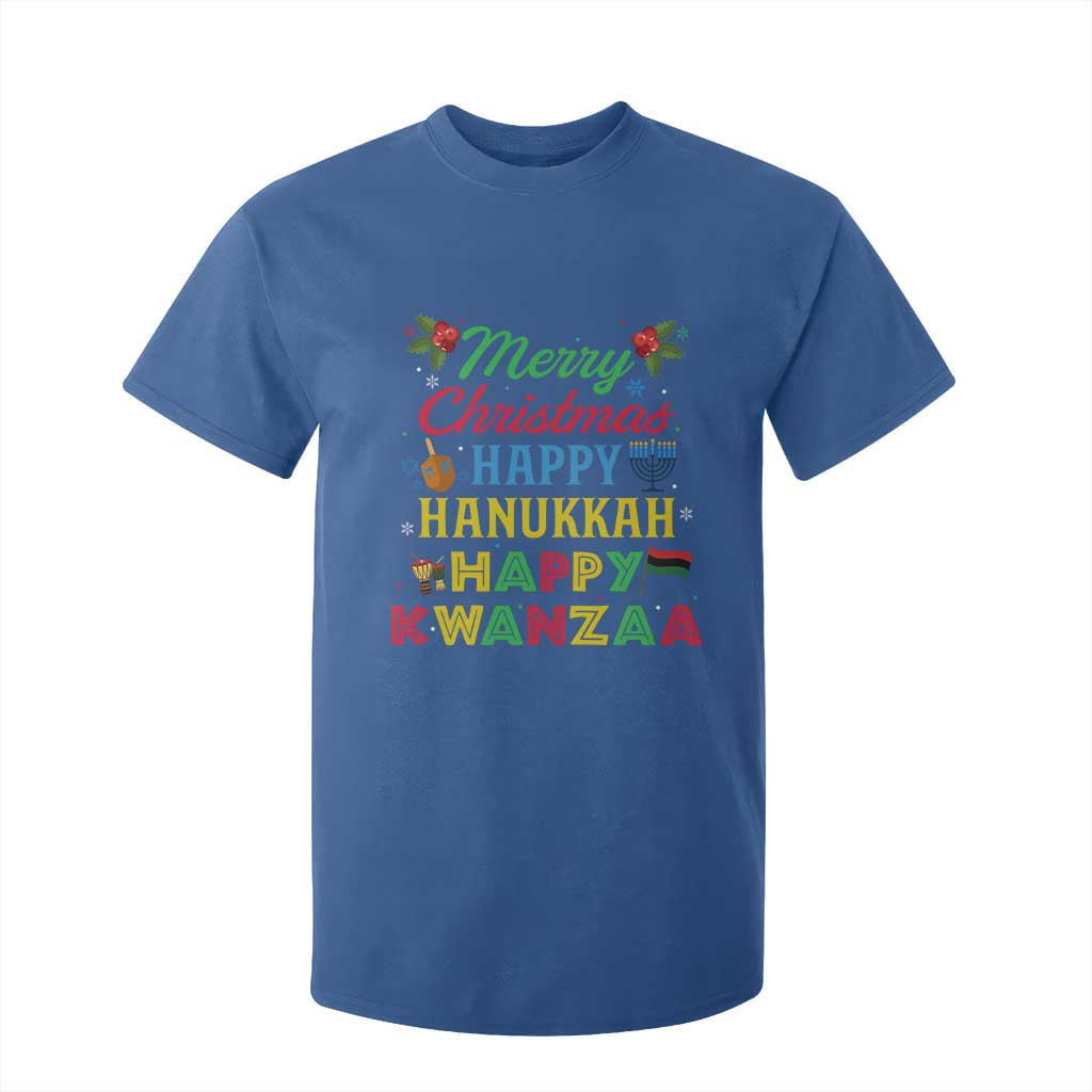 Merry Christmas Hanukkah Kwanzaa T Shirt For Kid Funny Holiday Gift TS12 Royal Blue Print Your Wear