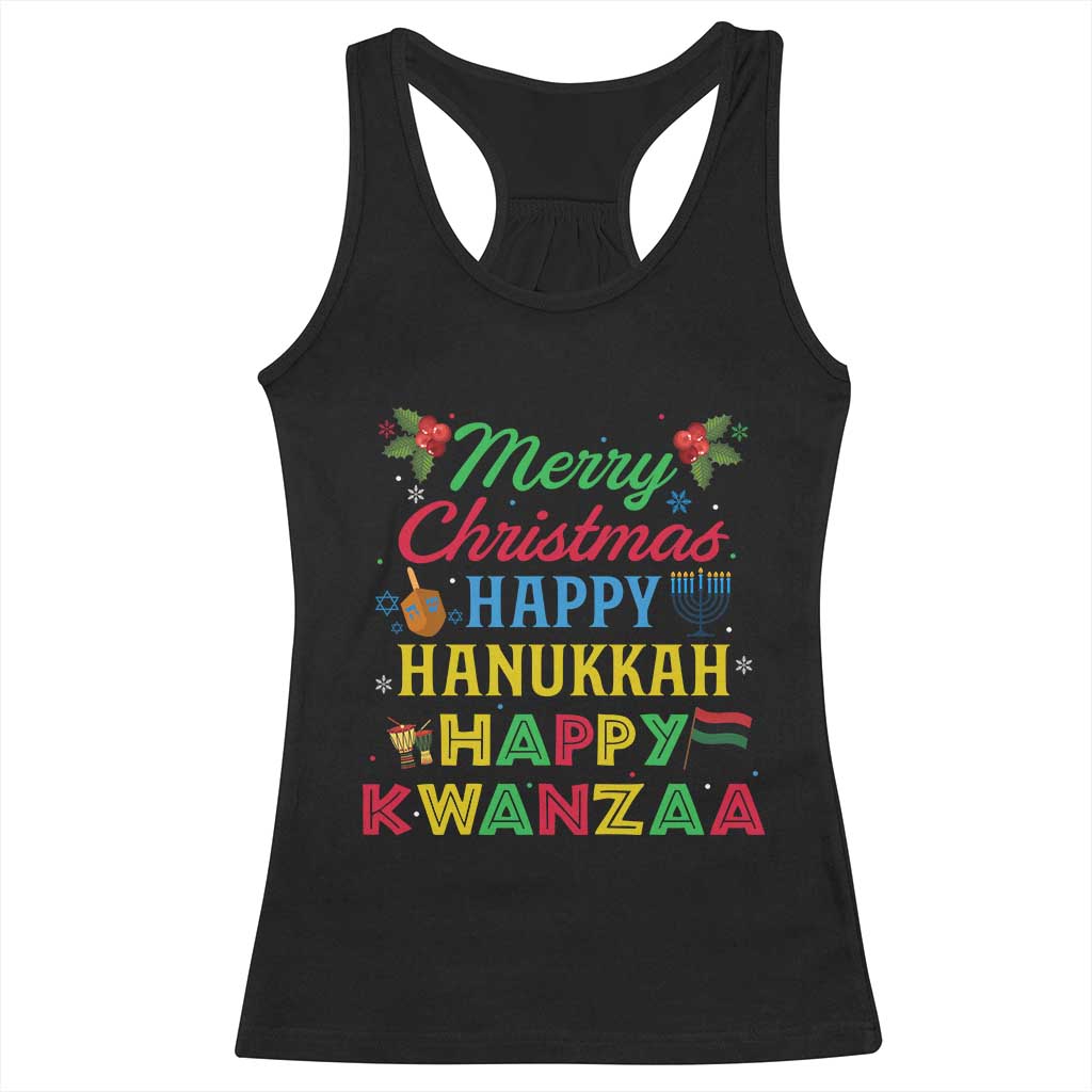 Merry Christmas Hanukkah Kwanzaa Racerback Tank Top Funny Holiday Gift TS12 Black Print Your Wear