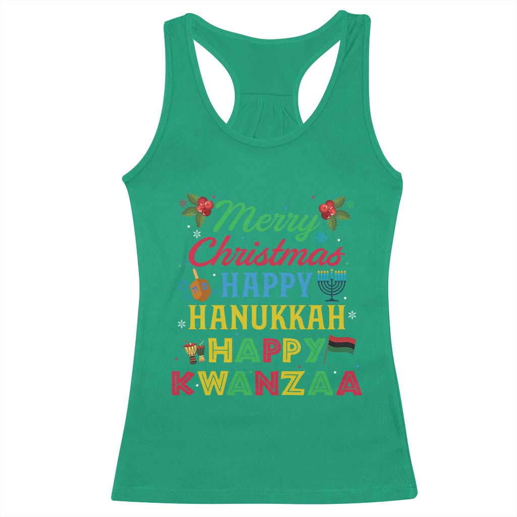Merry Christmas Hanukkah Kwanzaa Racerback Tank Top Funny Holiday Gift TS12 Irish Green Print Your Wear