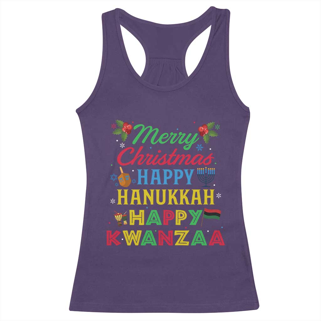Merry Christmas Hanukkah Kwanzaa Racerback Tank Top Funny Holiday Gift TS12 Purple Print Your Wear