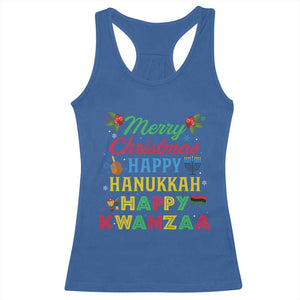 Merry Christmas Hanukkah Kwanzaa Racerback Tank Top Funny Holiday Gift TS12 Royal Blue Print Your Wear
