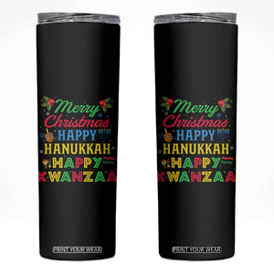 Merry Christmas Hanukkah Kwanzaa Skinny Tumbler Funny Holiday Gift TS12 Black Print Your Wear