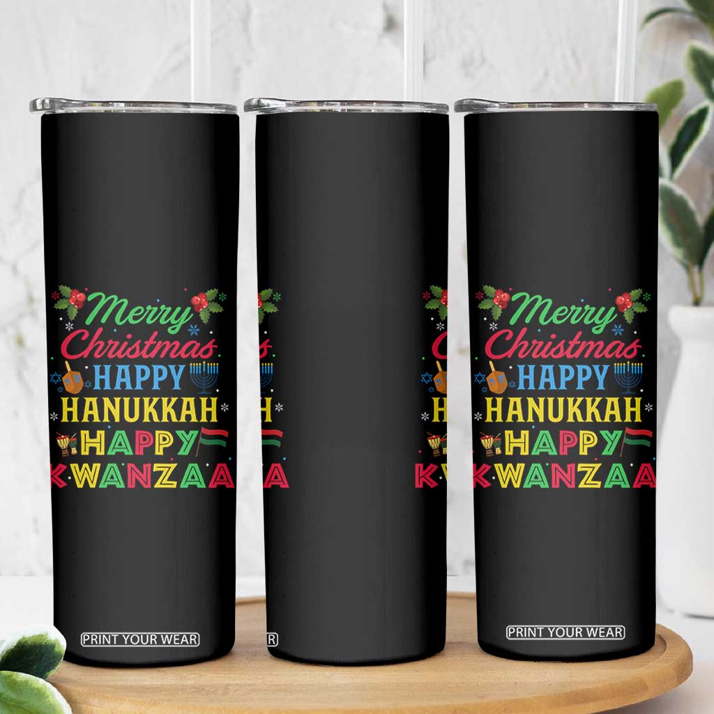 Merry Christmas Hanukkah Kwanzaa Skinny Tumbler Funny Holiday Gift TS12 Print Your Wear
