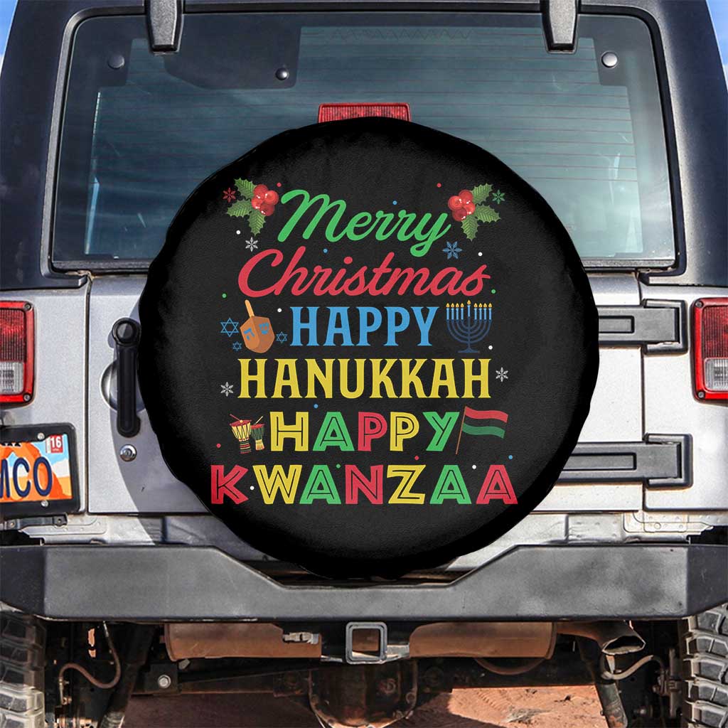 Merry Christmas Hanukkah Kwanzaa Spare Tire Cover Funny Holiday Gift - Print Your Wear