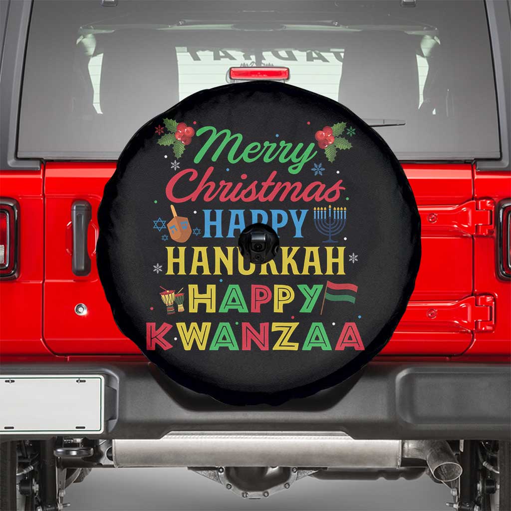 Merry Christmas Hanukkah Kwanzaa Spare Tire Cover Funny Holiday Gift TS12 Black Print Your Wear