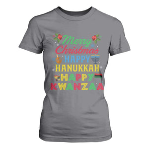 Merry Christmas Hanukkah Kwanzaa T Shirt For Women Funny Holiday Gift TS12 Charcoal Print Your Wear
