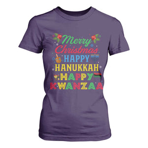 Merry Christmas Hanukkah Kwanzaa T Shirt For Women Funny Holiday Gift TS12 Purple Print Your Wear
