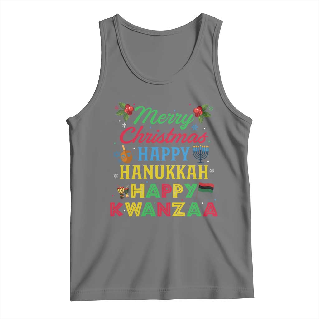 Merry Christmas Hanukkah Kwanzaa Tank Top Funny Holiday Gift TS12 Black Heather Print Your Wear