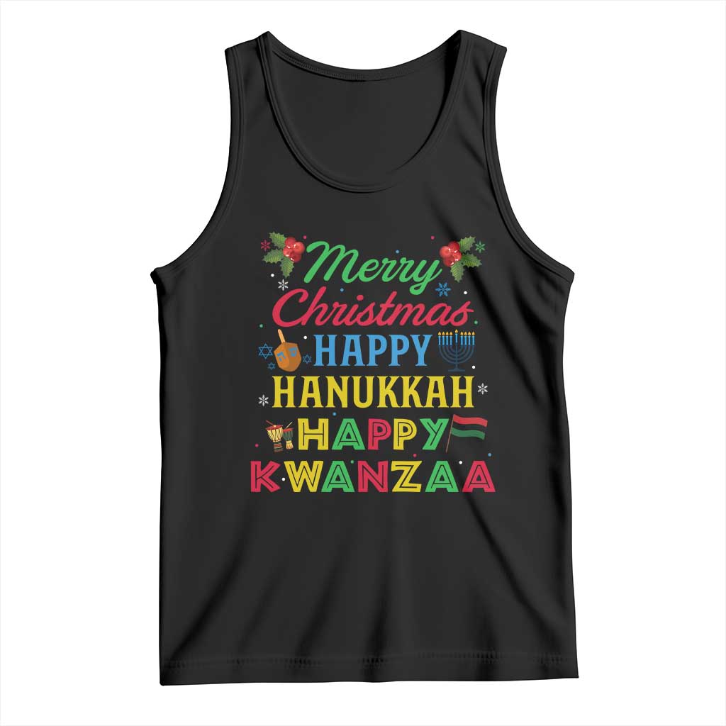 Merry Christmas Hanukkah Kwanzaa Tank Top Funny Holiday Gift TS12 Black Print Your Wear