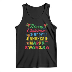Merry Christmas Hanukkah Kwanzaa Tank Top Funny Holiday Gift TS12 Black Print Your Wear
