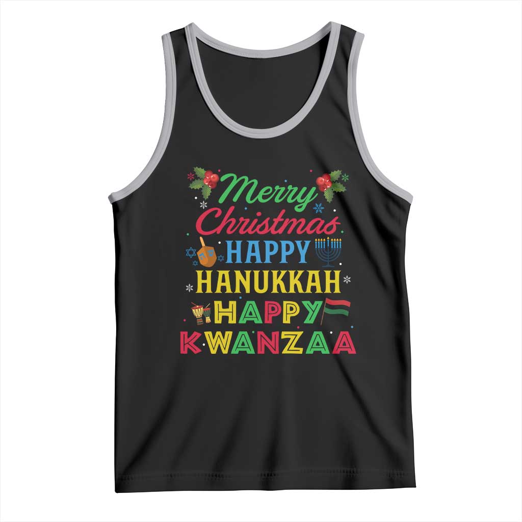 Merry Christmas Hanukkah Kwanzaa Tank Top Funny Holiday Gift TS12 Black Athletic Heather Print Your Wear