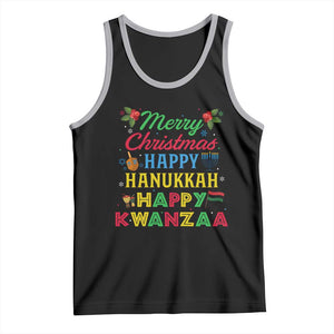 Merry Christmas Hanukkah Kwanzaa Tank Top Funny Holiday Gift TS12 Black Athletic Heather Print Your Wear