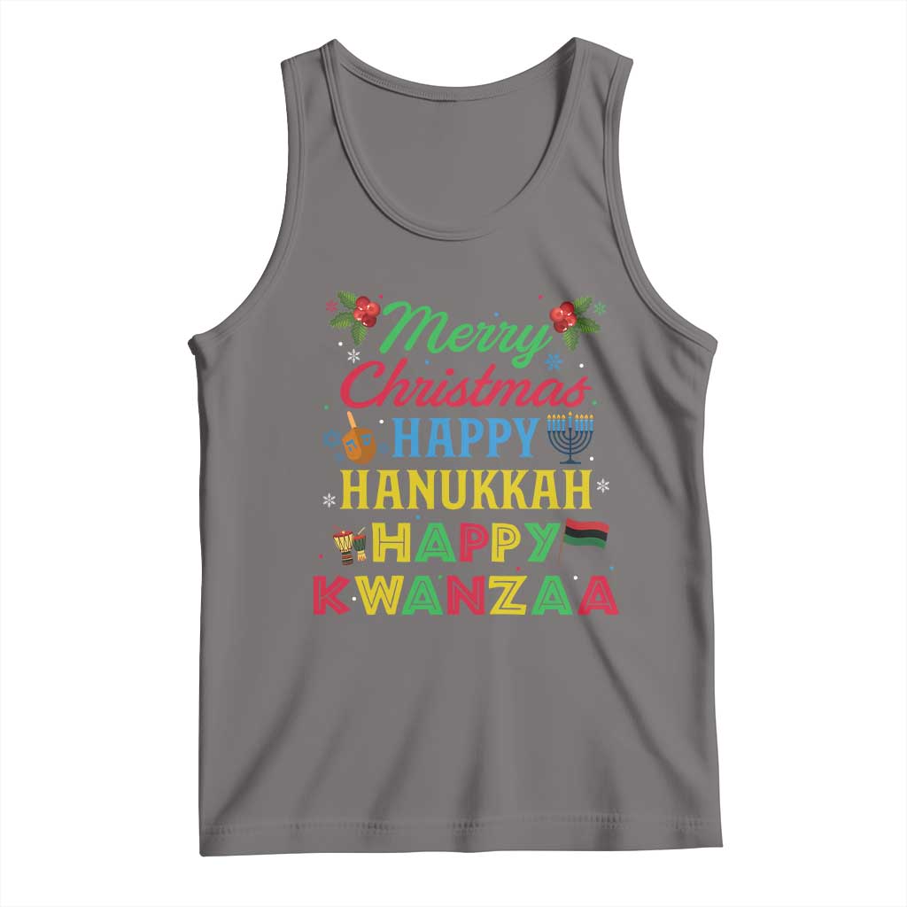 Merry Christmas Hanukkah Kwanzaa Tank Top Funny Holiday Gift TS12 Deep Heather Print Your Wear