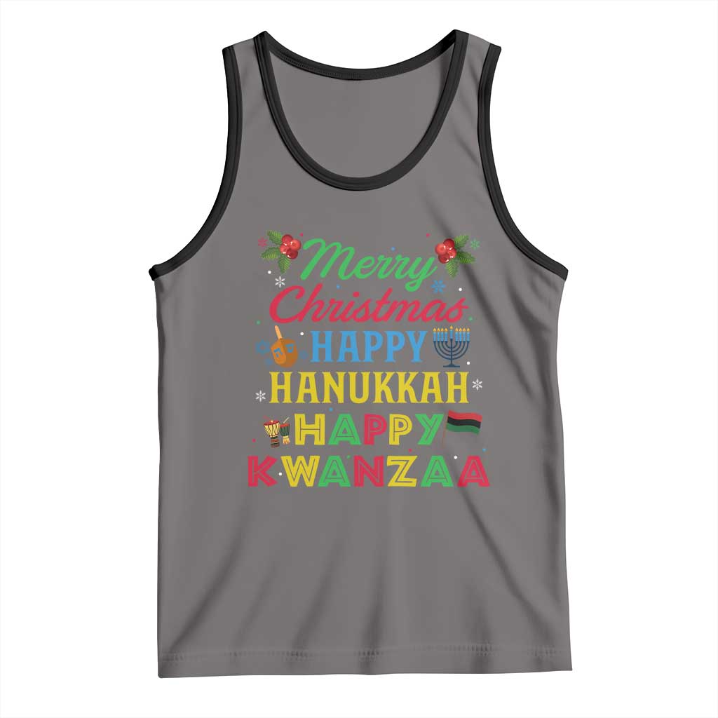 Merry Christmas Hanukkah Kwanzaa Tank Top Funny Holiday Gift TS12 Deep Heather Black Print Your Wear