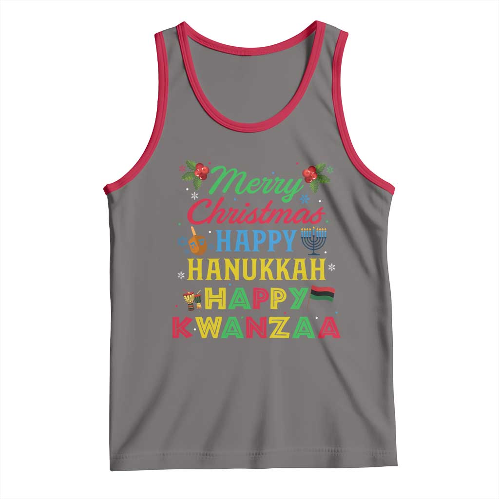 Merry Christmas Hanukkah Kwanzaa Tank Top Funny Holiday Gift TS12 Deep Heather Red Print Your Wear