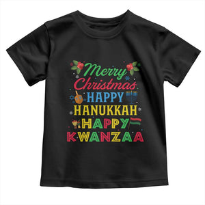 Merry Christmas Hanukkah Kwanzaa Toddler T Shirt Funny Holiday Gift TS12 Black Print Your Wear