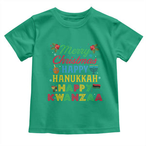 Merry Christmas Hanukkah Kwanzaa Toddler T Shirt Funny Holiday Gift TS12 Irish Green Print Your Wear